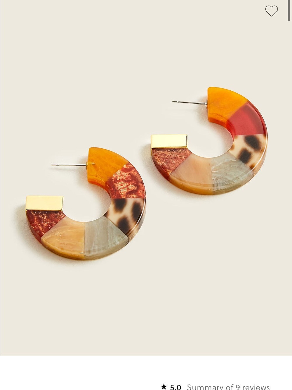 Jcrew Mixed-Tone Resin Hoop Earrings with Gold Accent